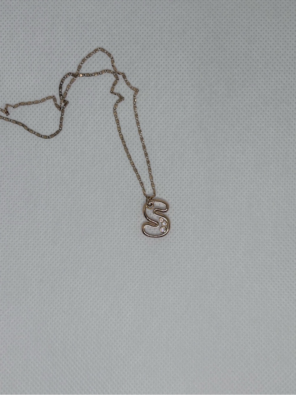 Gold Initial Necklace - Letter S Pendant with Crystal Accents